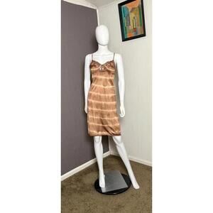 1980's Brown Tie Dyed Slip Dress from Vassarette size M/L